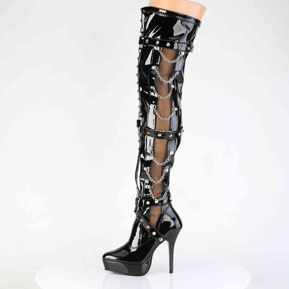 Devious - INDULGE-3026 Overknee Laarzen - Zwart